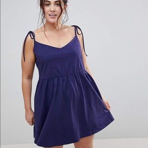 NEW ASOS Curve mini sundress w. tie straps - Navy